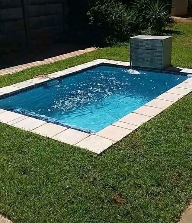 Rectangular pool with garden