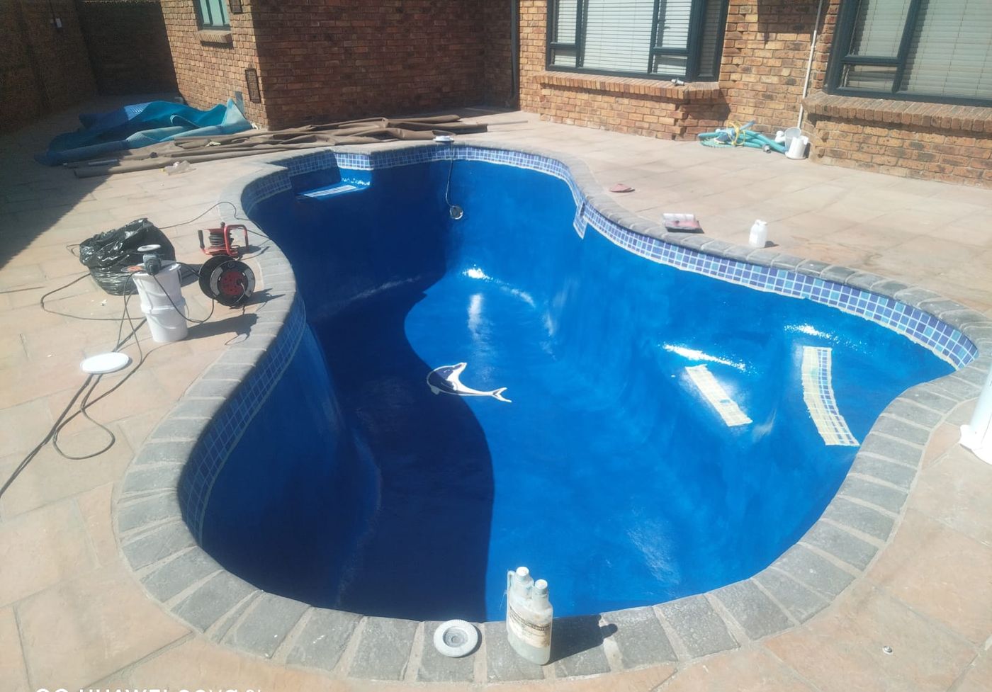 New freeform pool finished in blue
