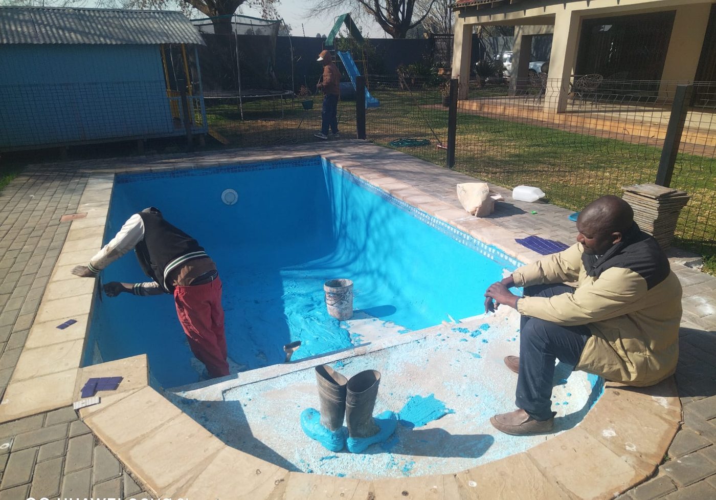 Pool being resurfaced