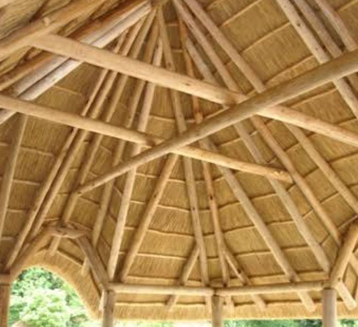 Inside a JD thatch lapa — hand-built roof